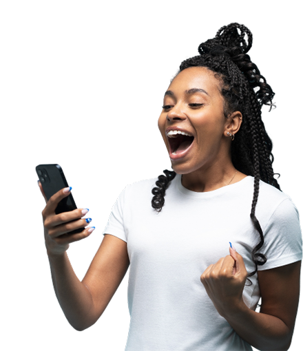 Happy customer with phone